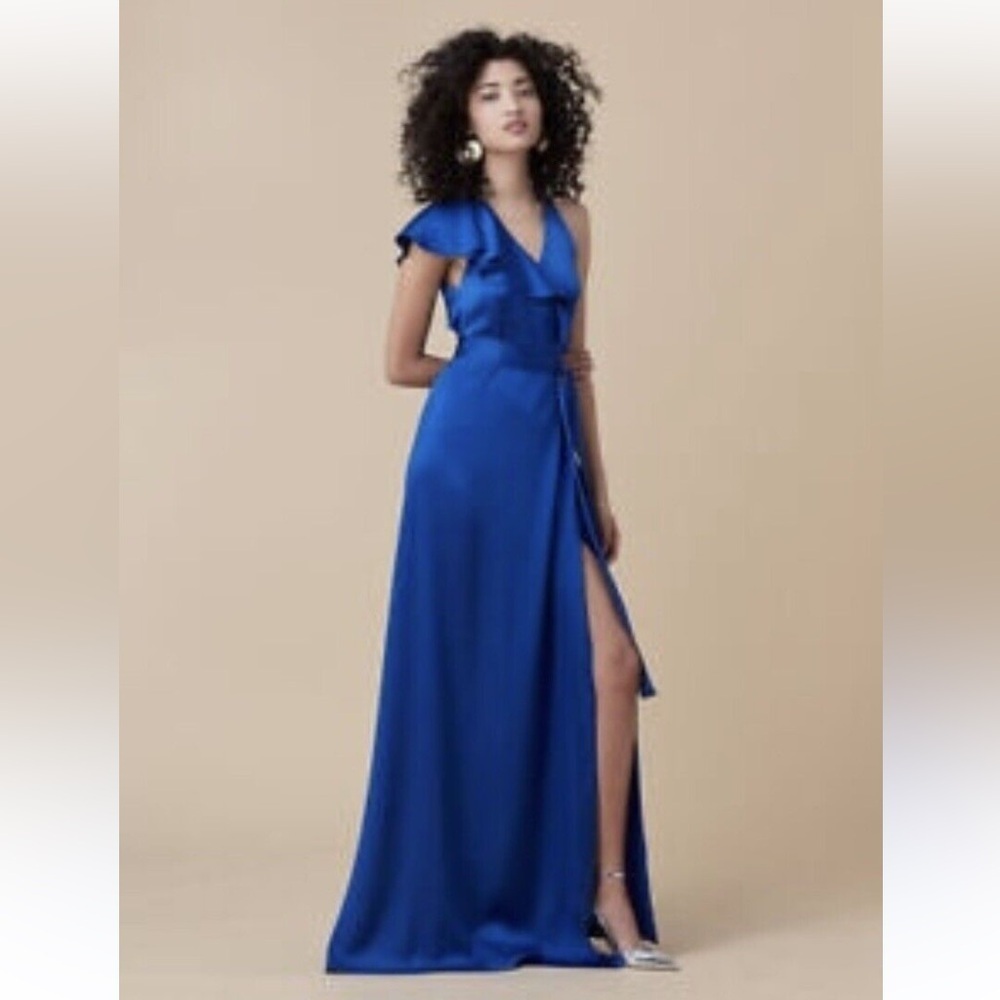 Diane Von Furstenberg Blue One Shoulder Gown For Weddings Size 2